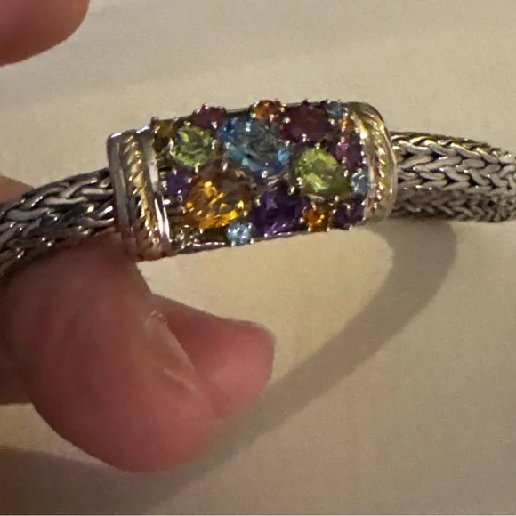Effy Multicolor Gemstone Silver Bracelet with Gold Accents - Picture 11 of 11
